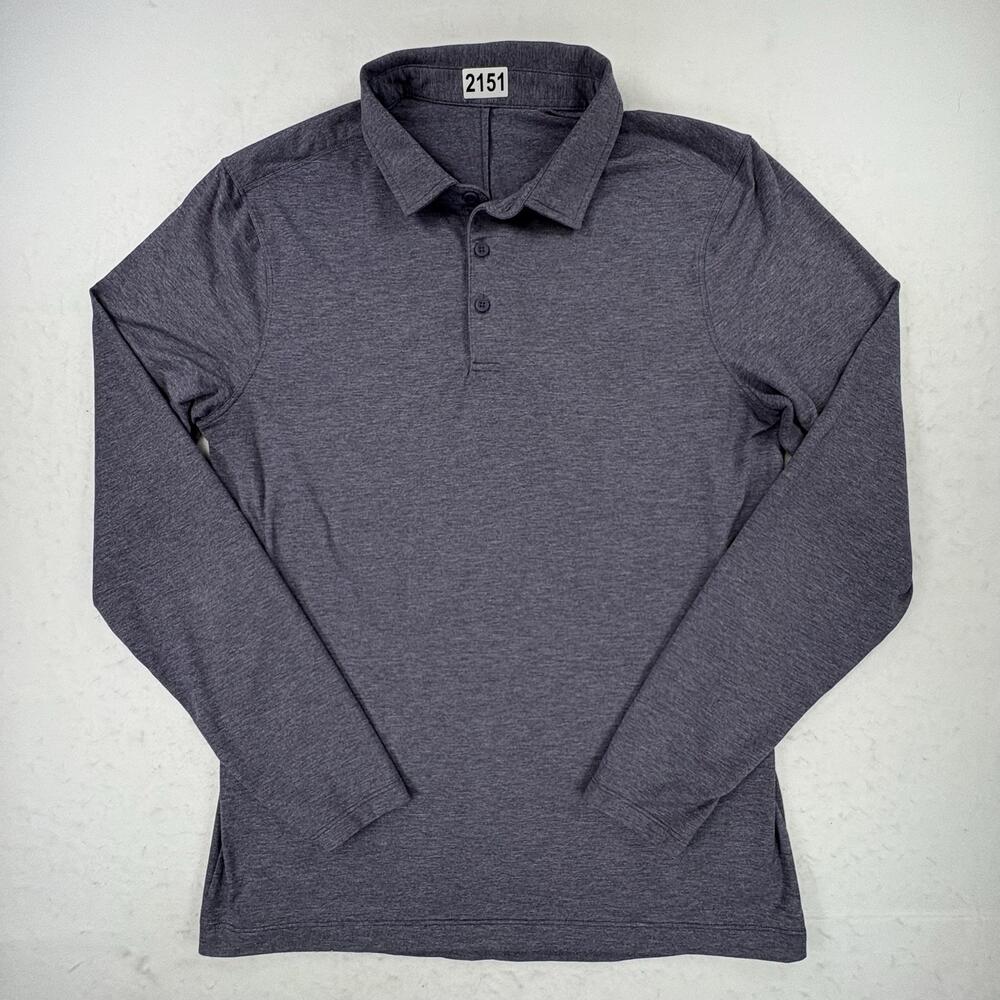 Lululemon Polo Shirt Mens Medium Gray Long Sleeve Golf Stretch Performance